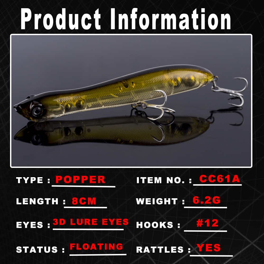 AYWFISH 8CM 6.2G Baby Popper F - Fishing Lure Popper recensie en prijs